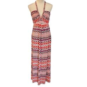 Boston Proper Maxi Dress Womens S Multicolor Sleeveless Braided V-Neck Tribal